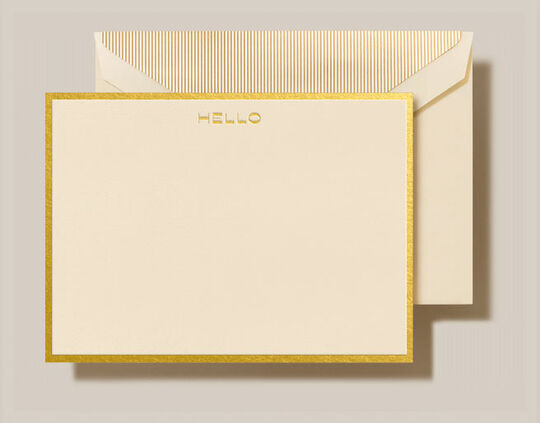 Gold Foil Hello Boxed Flat Note Cards